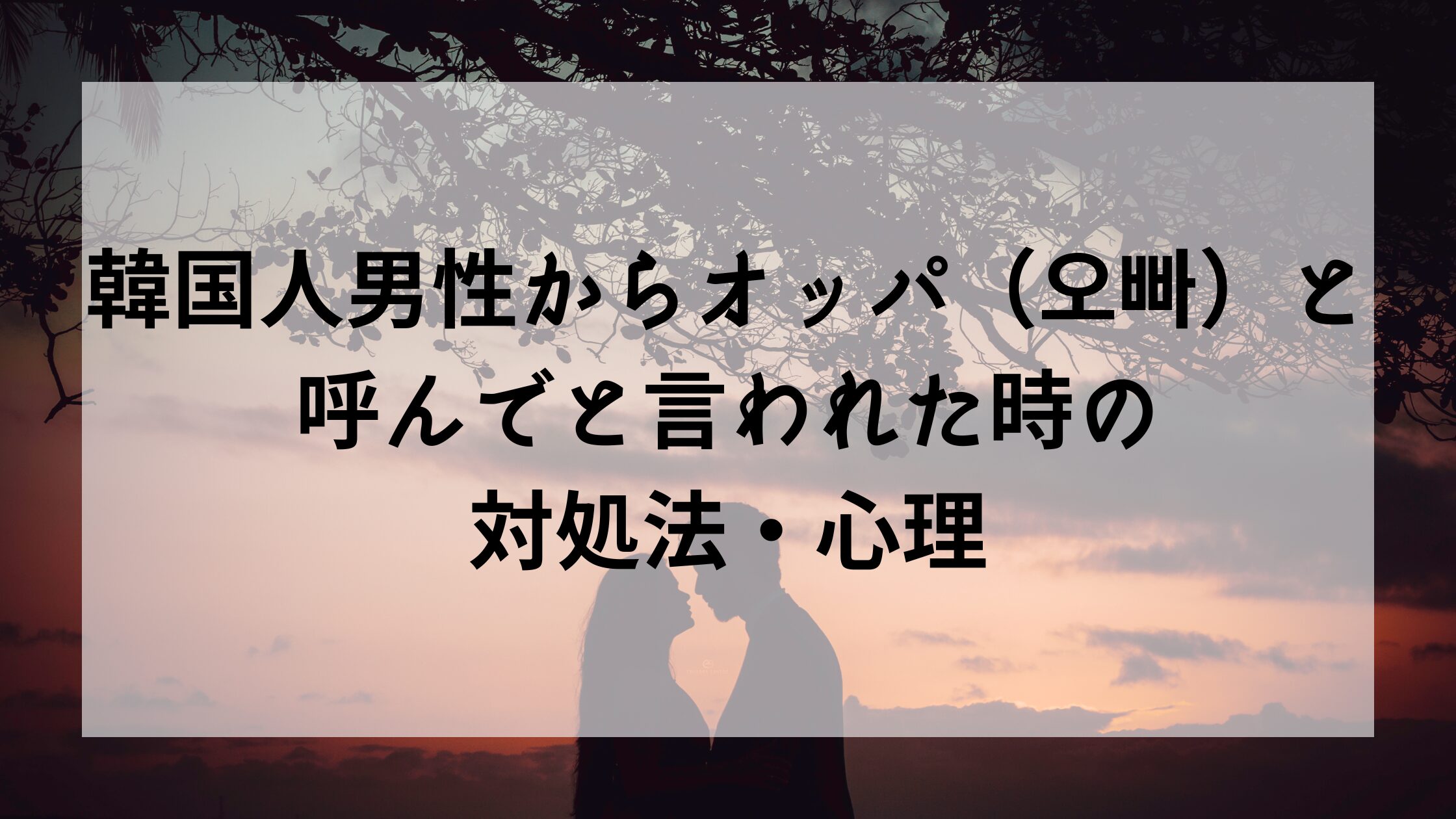 韓国人男性からオッパ（오빠）と呼んでと言われた時の対処法・心理