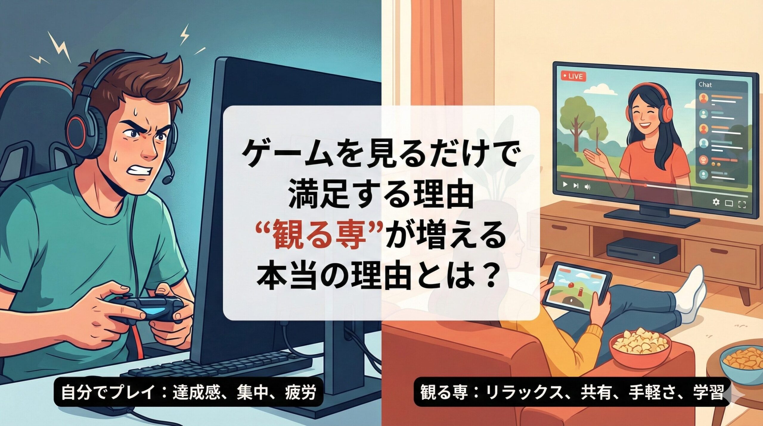 ゲームを見るだけで満足する理由｜“観る専”が増える本当の理由とは？